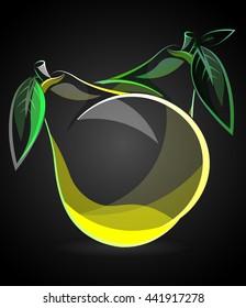 stylized green pear vector