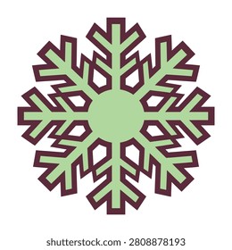 A stylized green and purple snowflake on a white background, perfect for winter and holiday themes
