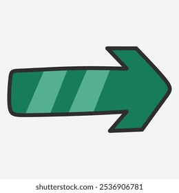 Una flecha derecha verde estilizada que indica dirección o movimiento.