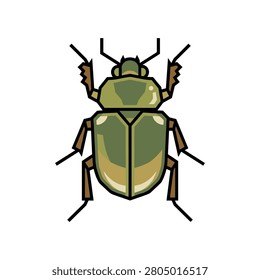 Stylized green scarab beetle vector illustration with wildlife illustration creature entomology coleoptera stylized