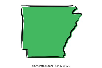 Stylized green sketch map of Arkansas