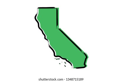 Stylized green sketch map of California