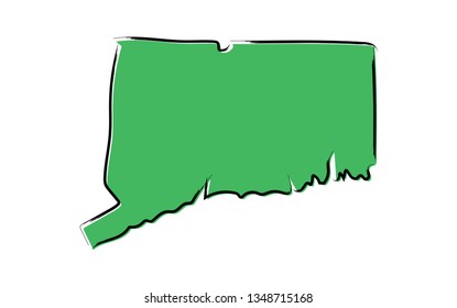 Stylized green sketch map of Connecticut