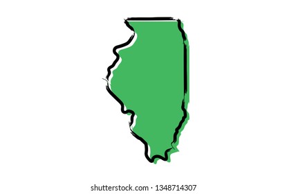 Stylized green sketch map of Illinois