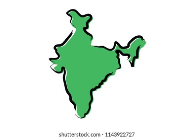 Stylized green sketch map of India