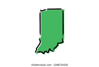 Stylized green sketch map of Indiana