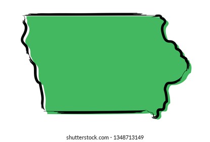 Stylized green sketch map of Iowa
