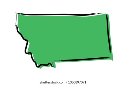 Stylized green sketch map of Montana