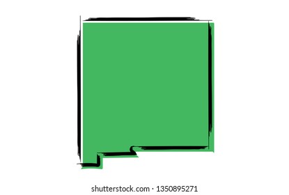 Stylized green sketch map of New Mexico