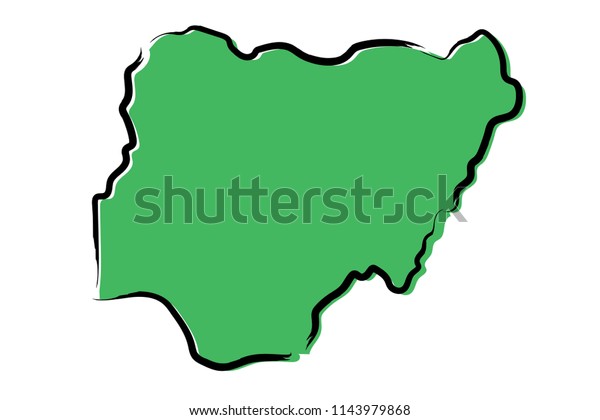 Stylized Green Sketch Map Nigeria Stock Vector (Royalty Free ...