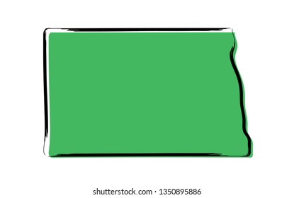 Stylized green sketch map of North Dakota