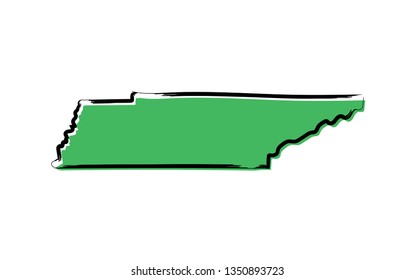 Stylized green sketch map of Tennessee