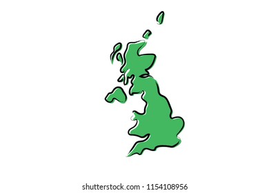 Stylized green sketch map of United Kingdom