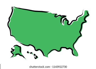 Stylized green sketch map of USA