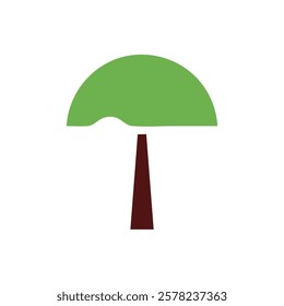Stylized Green Tree With Brown Trunk On White Field