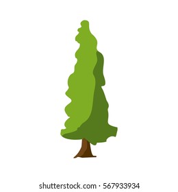 Stylized green tree. Cartoon isolated Vector illustration.