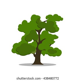 Stylized green tree in cartoon style. Vector tree isolated on white background. Tree logo eps10