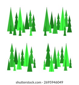 Stylized Green Tree Collection Illustration
