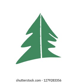 Stylized green tree forest applique symbol on white background