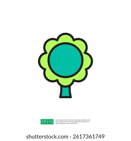 Stylized Green Tree Icon Representing Nature and Growth in a Minimalist Design