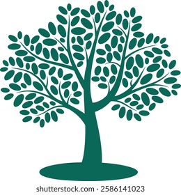 Stylized Green Tree Illustration with Rounded Leafy Shapes on White Background