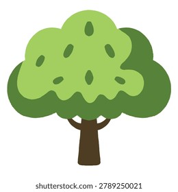 A stylized green tree illustration with textured brush strokes isolated on a white background.