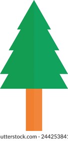 Stilisierter grüner Baum mit einem orange-braunen Stamm, in einem minimalistischen und modernen Design dargestellt.