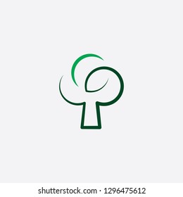 stylized green tree vector icon