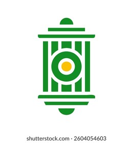 Stylized Green and Yellow Lantern Vector Icon