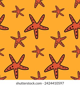 stylized groove pattern with starfish. Summer background