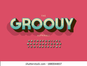 Stylized Groovy Alphabet Font Vector