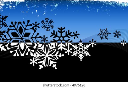 Stylized Grunge Abstract Snowflakes. Flexible, easy-edit file