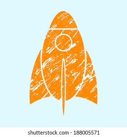 Stylized grunge rocket on a light background