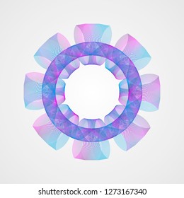 Stylized Guilloche decorative elements. Bright gradient frame of lines