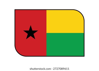 Bandera estilizada de Guinea Bissau con líneas limpias, que representa el patriotismo y la identidad nacional, ideal para varios proyectos de diseño, mapas y materiales educativos