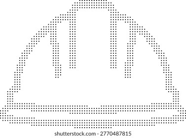 A stylized halftone beanie rendered in a monochrome bitmap dot pattern using dither techniques to create a pixelated texture. This retro black and white knit cap graphic serves as a digital illustration of winter headwear and cold weather apparel ideal for fashi...