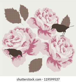 Stylized halftone floral vector background