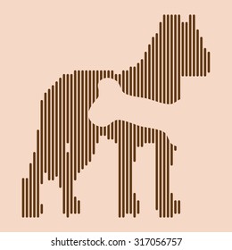 Stylized halftone lines illustration of the dog and bone