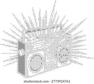A stylized halftone portrait made of black dots in a monochrome aesthetic pattern perfect for minimalist graphic design and retro abstract art projects. This creative vector texture features a dot-based face with artisti...