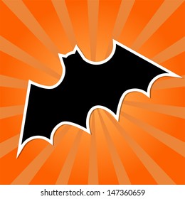 stylized halloween bat on the striped background vector