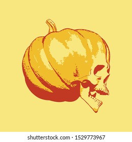 Stylized Halloween pumpkin (human scull).