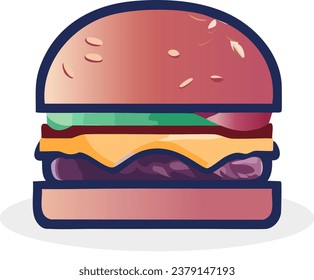 Stylized hamburger icon with shadow on white background - vector illustration