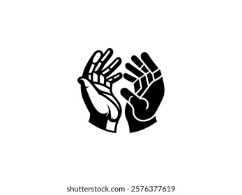 Stylized Hand Design,  Minimalist Hand Icon for Technology and Healthcare, Hand Artwork 