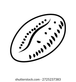 Un doodle estilizado dibujado a mano con granos de café, presentado como un contorno distintivo, que ofrece un elemento gráfico simple pero elegante para varios diseños creativos.