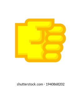 Stylized hand drawing in golden color. Hand illustration. Hand icon.