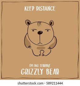 Stylized hand drawn bear with hand drawn lettering. Vector illustration.
