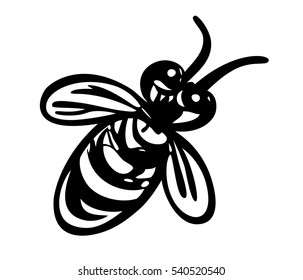 Stylized hand drawn bee. Vector graphic illustration.