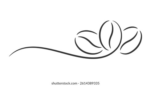 Stylized hand drawn coffee beans, linear style, vector eps10 illustration