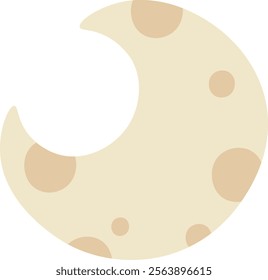 Stylized hand drawn moon design with crater details. Vector Illustration.