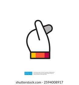 Stylized Hand Gesture Icon Representing Communication and Expression in Modern Graphic Design with Colorful Elements